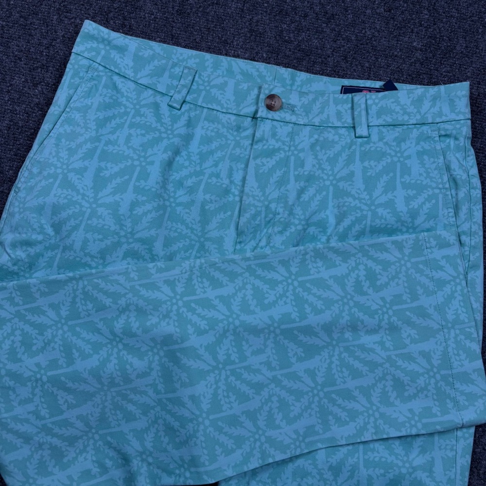 Vineyard Vines Chino Pants Mens 32x30 Green Palm Tree Print Stretch Cotton